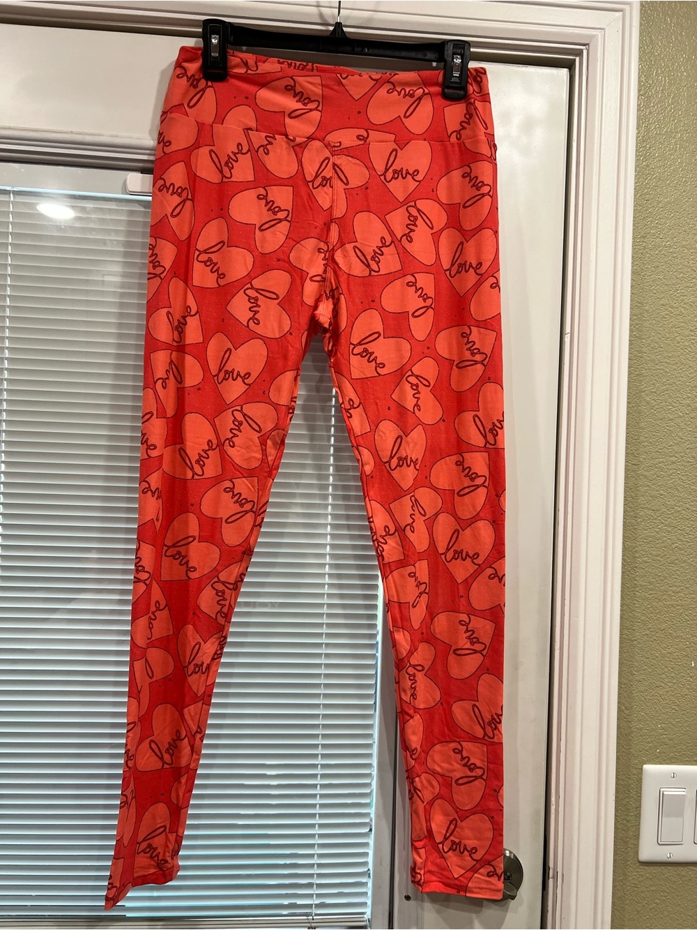 Lularoe leggings tall & curvy LOVE pink orange